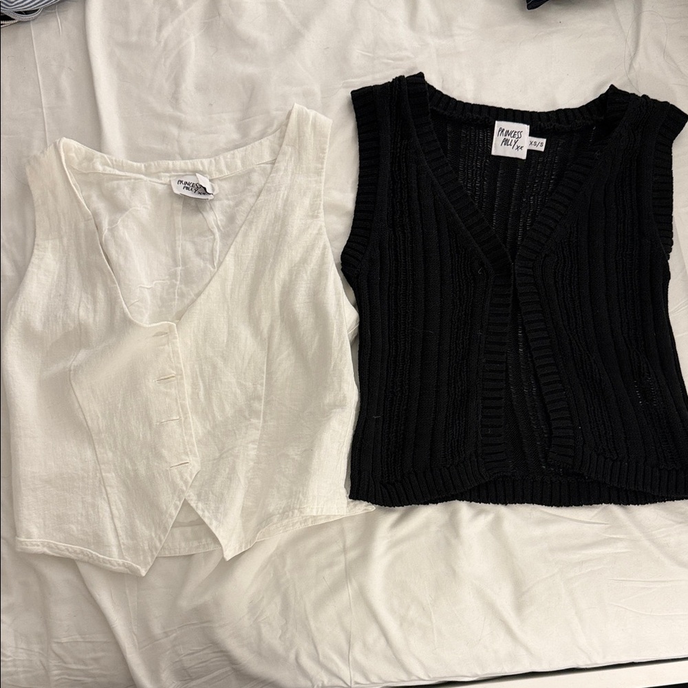 Princess Polly White and Black Vests bundle